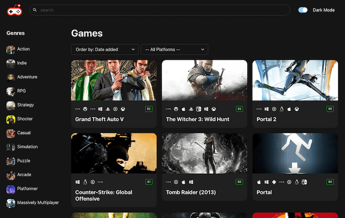 Game Search project screenshot